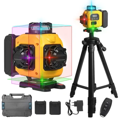 Produktbild von Laser-Nivelliergerät - Rotationslaser 4D 16 Linien - 360° horizontal & vertikal - Mit Stativ - 2 Akkus - EU‑Stecker - Genauigkeit ≤3°