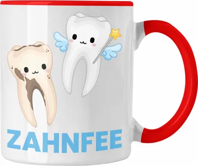 Produktbild von Trendation - Zahnfee Tasse Geschenk Zahnärztin Lustige Geschenkidee Zahnarzt (Rot)