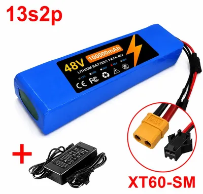 Produktbild von 48V 100Ah Lithium-Ionen-Akku E-Bike / E-Scooter - 13s2p Akkupack - 18650 Zellen - Smart BMS - XT60+SM Stecker - 54,6V Ladegerät XT60-SM