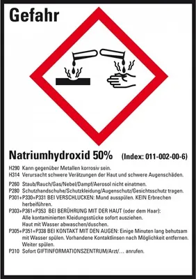 Produktbild von Dreifke® Aufkleber I GHS-Etikett Natriumhydroxid 50%, GefStoffV/GHS/CLP, Foli...