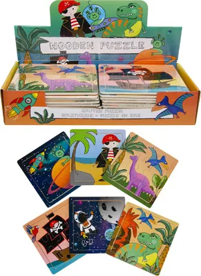 Produktbild von Holzpuzzle Jungen - Dinosaurier, Weltraum, Pirat