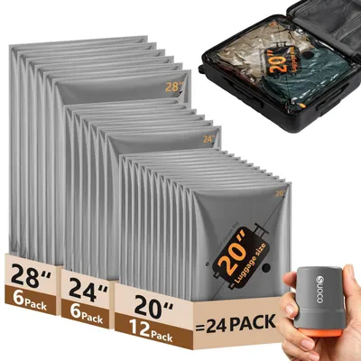 Produktbild von Vakuumbeutel für Kleidung 24 Stück mit kabelloser Pumpe, platzsparend, Reise & Zuhause