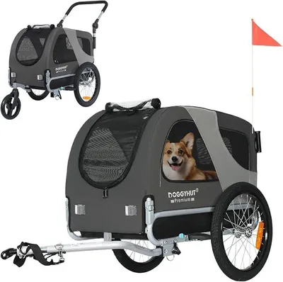 Produktbild von DOGGYHUT® Premium M Hundeanhänger 2-in-1 Hundebuggy & Jogger Fahrradanhänger für Hunde bis 23kg
