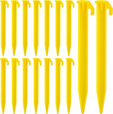 Imagen del producto de Estacas de plástico, 16 unidades, 14,5 cm, para camping y jardín