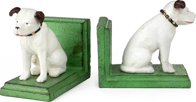 Image de Moritz Lot de 2 serre-livres chien terrier blanc 7,5 x 14 x 12 cm Vintage décoratif animal figurine maßive serre-livres pour bibliothèque