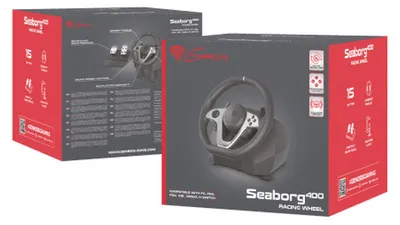 Zdjęcie produktu dla GENESIS Seaborg 400, Kierownica + pedały, Nintendo Switch, PC, PlayStation 4, Playstation 3, Xbox 360, Xbox One, Xbox One S, Xbox One X, D-pad, 900°, Przewodowa, USB