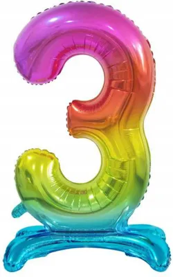 Obrázek produktu pro Balon foliowy cyfra 3 stojący kolorowy 74 cm