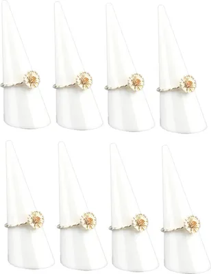 Produktbild von 8er Set Acryl Ringhalter in [weiß] für einzelne Fingerringe, 68x25mm - Schmuckorganizer für stilvolle Aufbewahrung, Präsentationsständer für Ringe, Ausstellungsständer für Juwelier Verkaufsvitrine