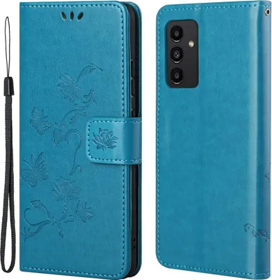 Produktbild von Samsung Galaxy A13 4G Hülle - Coverup Blumen & Schmetterlinge Klapphülle - Blau
