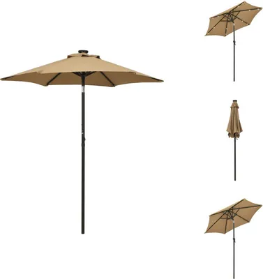 Obrázek produktu pro vidaXL Slunečník s LED světly Taupe 200x211cm Hliník - Slunečníky a slunečníky