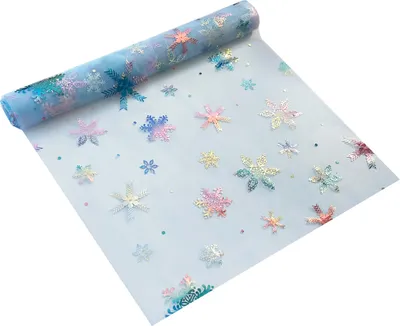 Produktbild von Oblique Unique Tischläufer Schneeflocken Schneekristalle Tischband metallisch Schnee Läufer Tischdeko für Weihnachten Silvester Deko