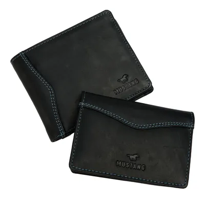 Image de MUSTANG Cuir porte-monnaie porte-cartes Berrima Giftbox Wallet and Creditcardholder Black noir