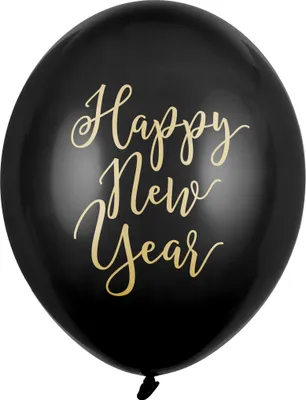 Produktbild von Luftballons 30cm, Happy New Year, Pastellschwarz (1 Packung / 50 Stück)