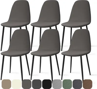 Produktbild von Famanu Stuhlhussen Elastisch - Stretch Stuhlbezüge für Esszimmerstühle (6 Stück, Grau)