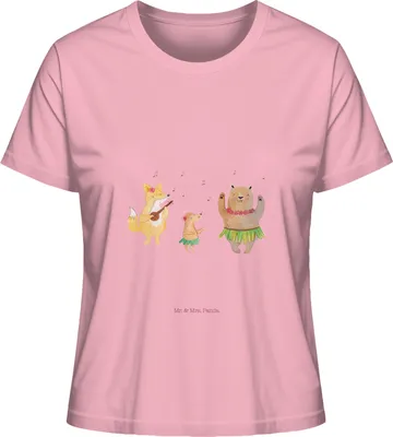 Produktbild von Mr. & Mrs. Panda Oberteil Damen Waldtiere Aloha Größe L - Baumwolle Pink - Geschenk, Igel, Tanzen, Baumwoll T-Shirt, Gute Laune, Hase, Basic Shirt, Wald, Bär, Musik