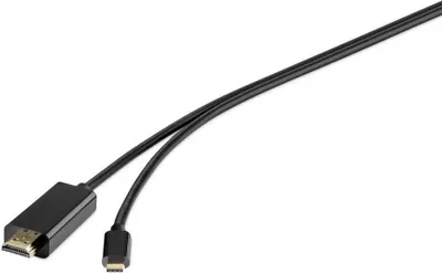 Produktbild von Renkforce USB-C® / HDMI Adapterkabel USB-C® Stecker, HDMI-A Stecker 1.80 m Schwarz RF-4535910 USB-C®-Displaykabel
