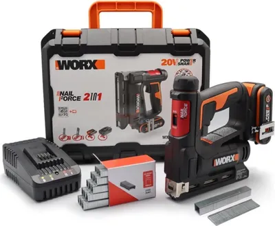 Produktbild von WORX WX843, Nagel-/Klammerpistol, Gerades Magazin, Schwarz, Orange, 60 Schüsse/min, 6 mm, 1,4 cm