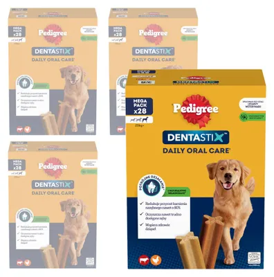 Productafbeelding van PEDIGREE® DENTASTIX™ Dagelijkse mondverzorging, kartonnen verpakking, voor grote honden, 112 stuks (4 x 4 x 7 stuks)