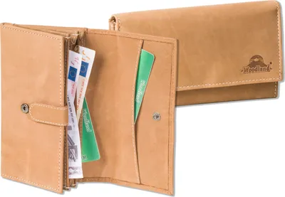 Produktbild von Woodland® Große Luxus-Damengeldbörse mit viel Platz und RFID/NFC-Blocker Schutz aus weichem, naturbelassenem Büffelleder in Cognac