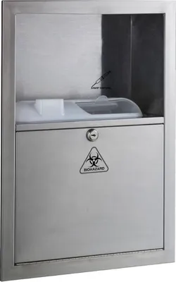 Einbauschrank für die Entsorgung scharfer Gegenstände für Krankenhäuser, Kliniken oder Arztpraxen; Edelstahl mit 5 Liter Kapazität B-35016 Bobrick