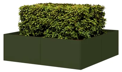 Produktbild von Pflanzkübel Blumenkasten Pflanzbeet Hochbeet Gemüsebeet für Garten Terrasse Olivgrün 100x100x30 cm Stahl
