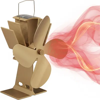 Obrázok produktu pre Relaxdays Ventilátor do kachlí bez napájania, tichý, do krbu a kachlí, poháňaný teplom, 4 lopatky, ventilátor do krbu, bronzový