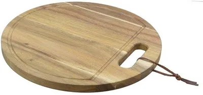 Produktbild von Runde Servierplatte aus Acaciaholz 30 cm - mit Saftpunkt - ideal für Servieren