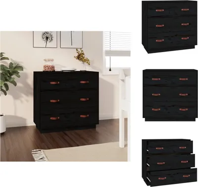 Obrázok produktu pre vidaXL Príborník čierny 80x40x75 cm z masívneho borovicového dreva - Príborníky