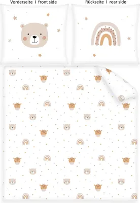 Produktbild von Herding babybest Wiegenbettwäsche Little Friends, Kopfkissenbezug 35 x 40 cm mit Hoteleinschlag, Bettbezug 80 x 80 cm mit Hoteleinschlag, Baumwolle