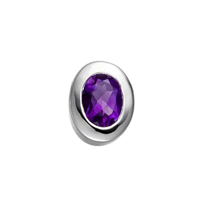 Immagine prodotto di Ciondolo in ametista, ciondolo ovale in argento 925, 1 ametista viola, altezza 12 mm, 1,6 grammi