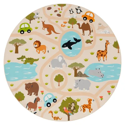 Produktbild von Paco Home Teppich Kinderzimmer Kinderteppich Spielteppich Dschungel Rutschfest 200 cm rund