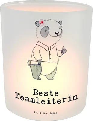 Produktbild von Mr. & Mrs. Panda Kerzenglas Panda Beste Teamleiterin - Transparent - Geschenk, Glas Windlicht, Kollegin, Vorgesetzte, Abschied, Geschenkidee, Ruhestand, Outdoor, aus