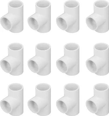 Imagen del producto de 12 piezas de accesorios de PVC para tuberías, codos en T, conectores de plástico de diámetro igual, adaptadores para fontanería, mejoras para el hogar, con un diámetro interior de 32 mm