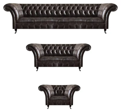 Obrázok produktu pre Luxusný hnedý kožený nábytok Chesterfield štvormiestne kreslo 2-miestne