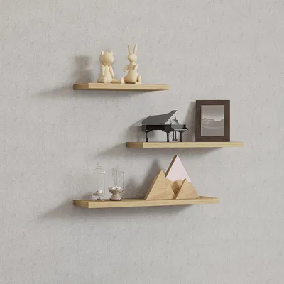 Immagine prodotto di Roscigno - Mensola, 30x2x14h cm Marrone Rovere Chiaro, 3 Ripiani
