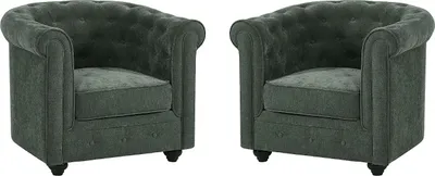 Produktbild von 2er-Set Sessel - Stoff - Grün - CHESTERFIELD
