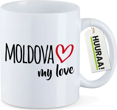 Produktbild von Huuraa Kaffeetasse Moldova my love 330ml Weiß Keramik Kaffeebecher Geschenkidee