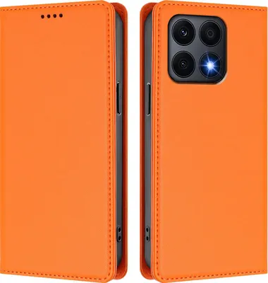 Immagine prodotto di Custodia in pelle per Honor X8A, flip case magnetico in Finto cuoio con supporto Arancione