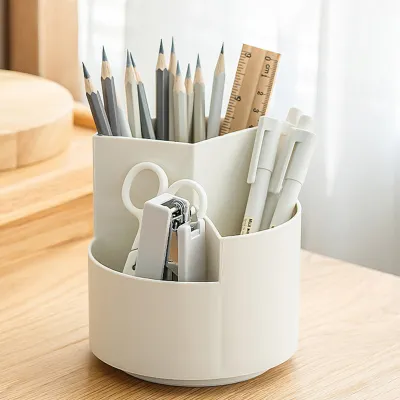 Produktbild von Drehbarer Stiftehalter,360 Rotierende Große Kapazitätstifte Organizer,für Schreibtisch,Büro,Schule,Familie(Weiß)