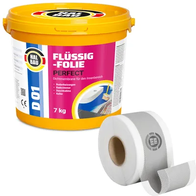 Obrázok produktu pre Hydroizolačná súprava Tekutá fólia 7 kg Tesniaca páska 10mb Kúpeľňa Sprcha HALBAU SETH11