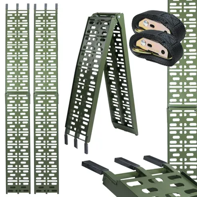 Produktbild von TRUTZHOLM 2 x Auffahrrampen klappbar 228 cm Traglast 680 kg Alu oliv gelocht Rampen Motorradrampen