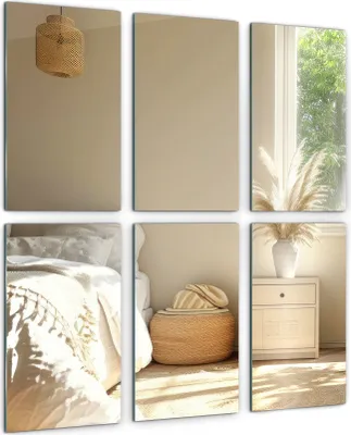 Produktbild von Mirror Tiles Glamour - Selbstklebende Dekorationsfliesen Moderne - 6 Stück Set - 30x16 cm