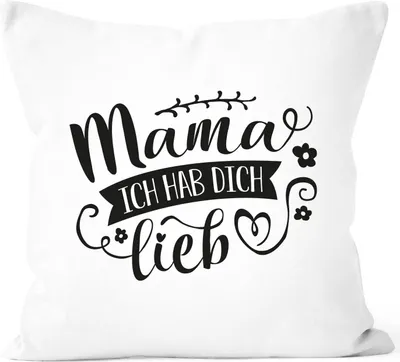Produktbild von Kissen-Bezug Geschenk für Mama Ich hab dich lieb Muttertag Weihnachten Geburtstag SpecialMe® weiß 40cm x 40cm