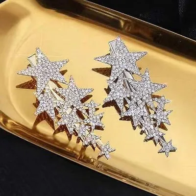 Produktbild von 4 Stück fünfzackige Stern-Haarnadeln, elegante Haarnadeln in Sternform, Entenschnabel-Clips für Braut und Hochzeit, Haarspangen für Frauen und Mädchen, 4 Stück (1 Stück)