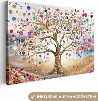 Produktbild von Leinwandbilder 120x80 cm - Baum des Lebens Gold, moderne Wandbilder für Wohnzimmer