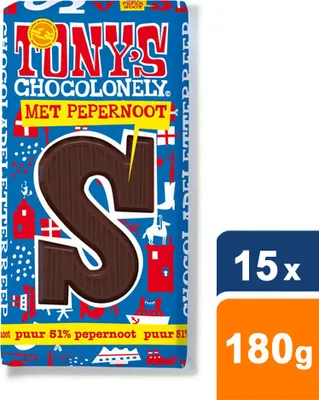 Immagine prodotto di Tony's Chocolonely - Chocoladeletter tony chocolonely puur pepern s | 15 stuks