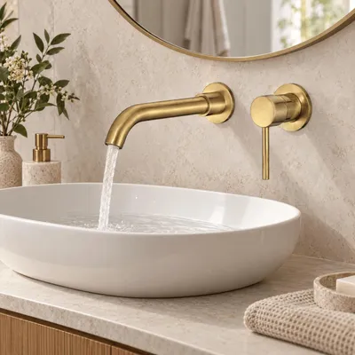 Image de Mitigeur de lavabo encastré BRAMPTON or brossé