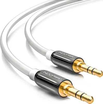 Produktbild von deleyCON 20m Klinkenkabel 3,5mm AUX Kabel Stereo Audio Kabel Klinkenstecker gerade für PC Laptop Smartphone uvm. Weiß