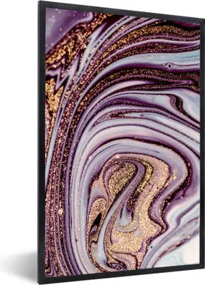 Produktbild von MuchoWow® Gerahmtes Poster Marmor - Rosa - Gold - Glitzer - Marmoroptik - Luxus 60x90 cm - Poster mit Schwarzem Bilderrahmen Wandposter Rahmen Foto Bilder - Kunst