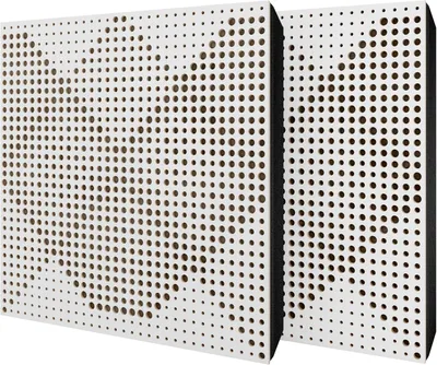 Produktbild von 2er-Pack – Akustikpaneel mit Samtstoff und Befestigungsset | 50x50x5cm | Schallabsorption-Diffusion-Reflexion-Schalldämmung | [WILDS -Weiß|Beige]